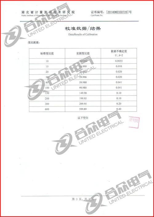 變比組別測試儀證書 變比組別測試儀證書