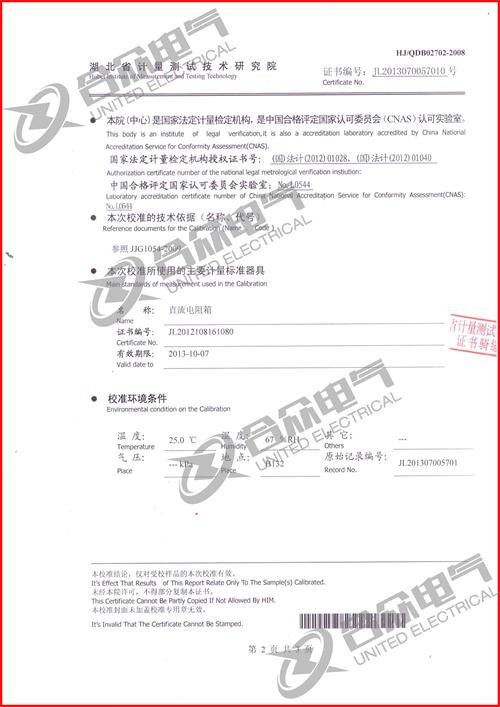 鉗形接地電阻測試儀證書 鉗形接地電阻測試儀證書