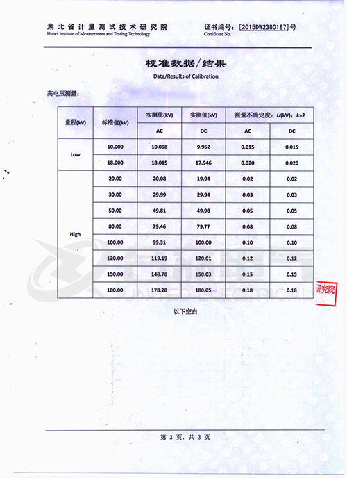 阻容分壓器證書 阻容分壓器證書