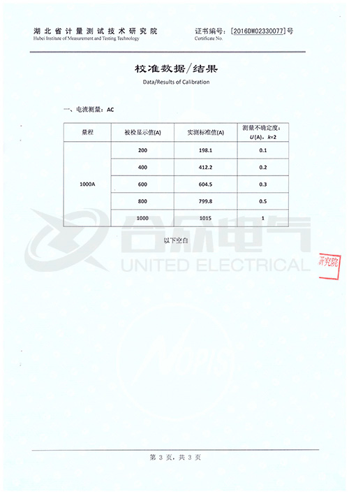 大電流發生器證書 大電流發生器證書