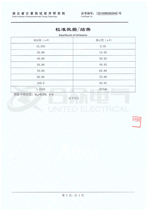電容電感測試儀證書 電容電感測試儀證書